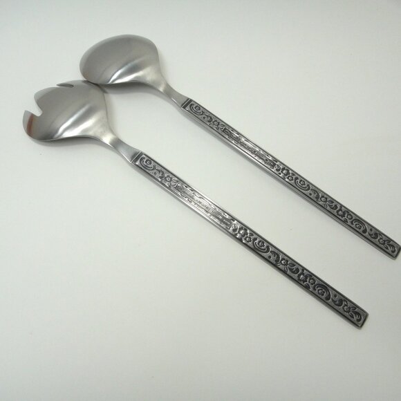 Oneida Custom Mediterranea Stainless Salad Serving Set Spoon Fork  MCM Box - Picture 6 of 11